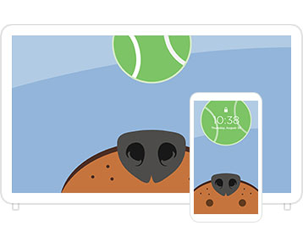 Desktop & mobile example of  "Tennis Ball Dog" pet wallpaper for phones