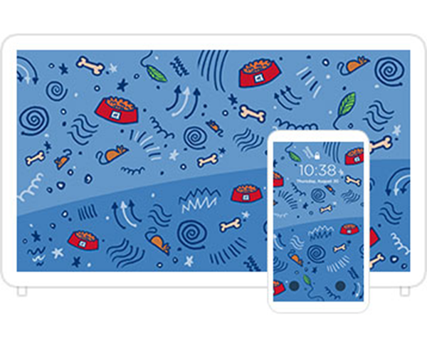 Desktop & mobile example of  "Colorful Squiggles" pet wallpaper for phones