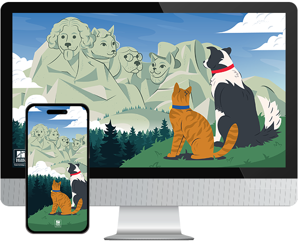 Desktop & mobile example of  "Meownt Ruffmore" pet wallpaper for phones