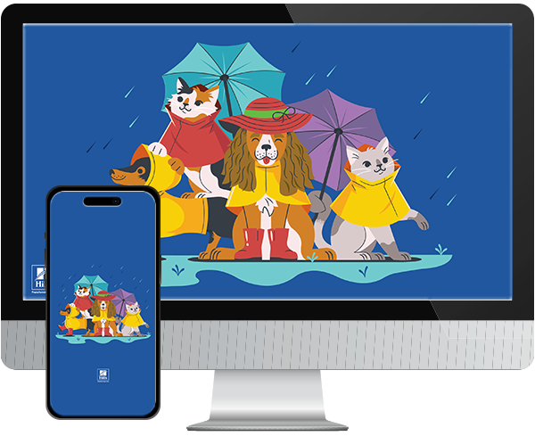 Desktop & mobile example of  "Spring Rain" pet wallpaper for phones